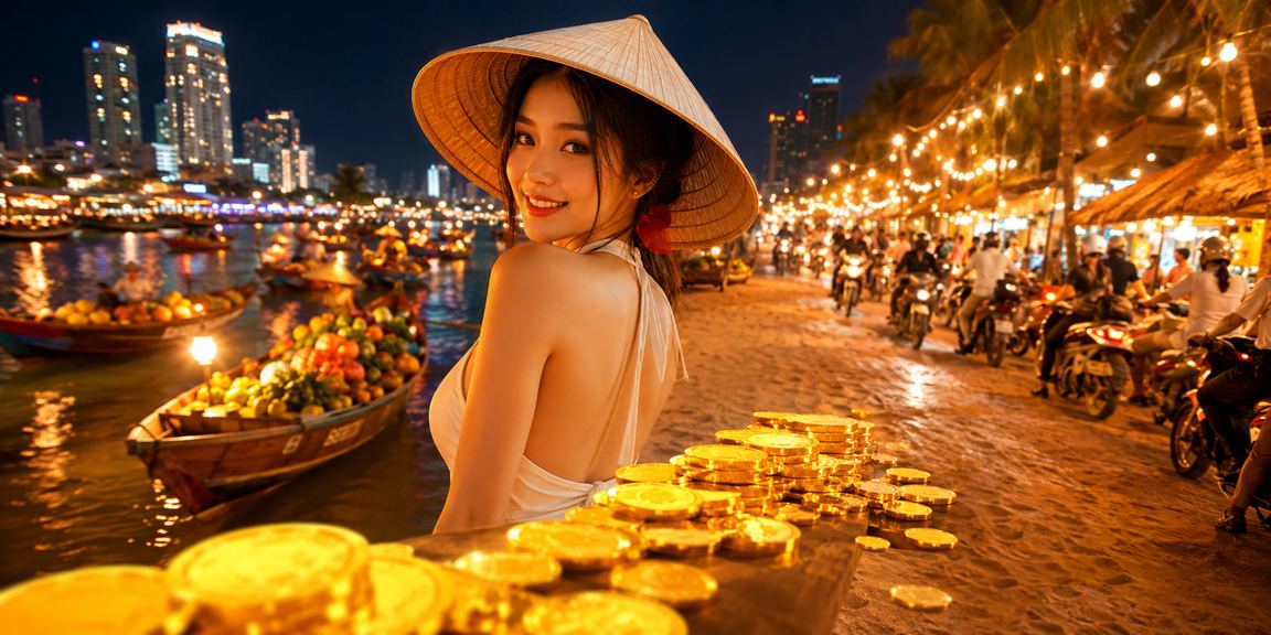 Người dùng TP. Hồ Chí Minh đội nón lá cầm điện thoại xem thể thao trên xe3